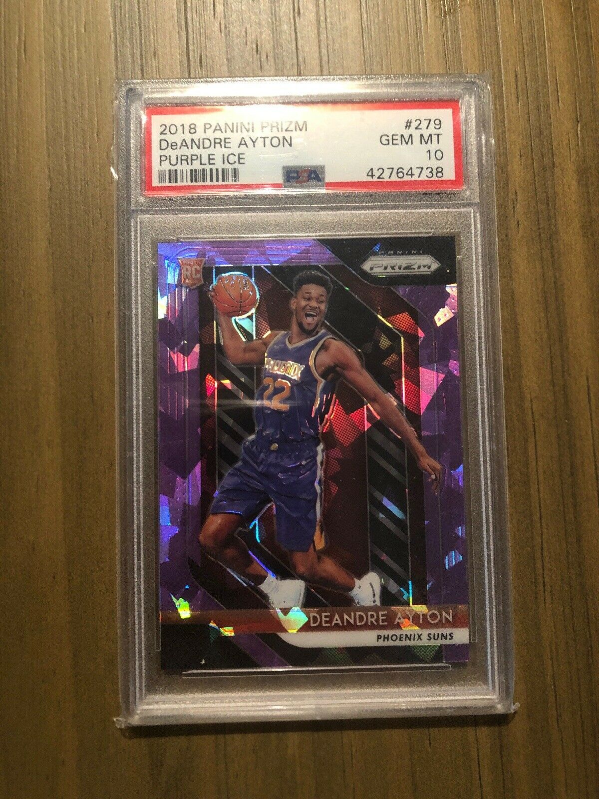 Image of 2018 Panini Prizm Purple Ice RC /149 PSA 10 DeAndre Ayton sports trading card