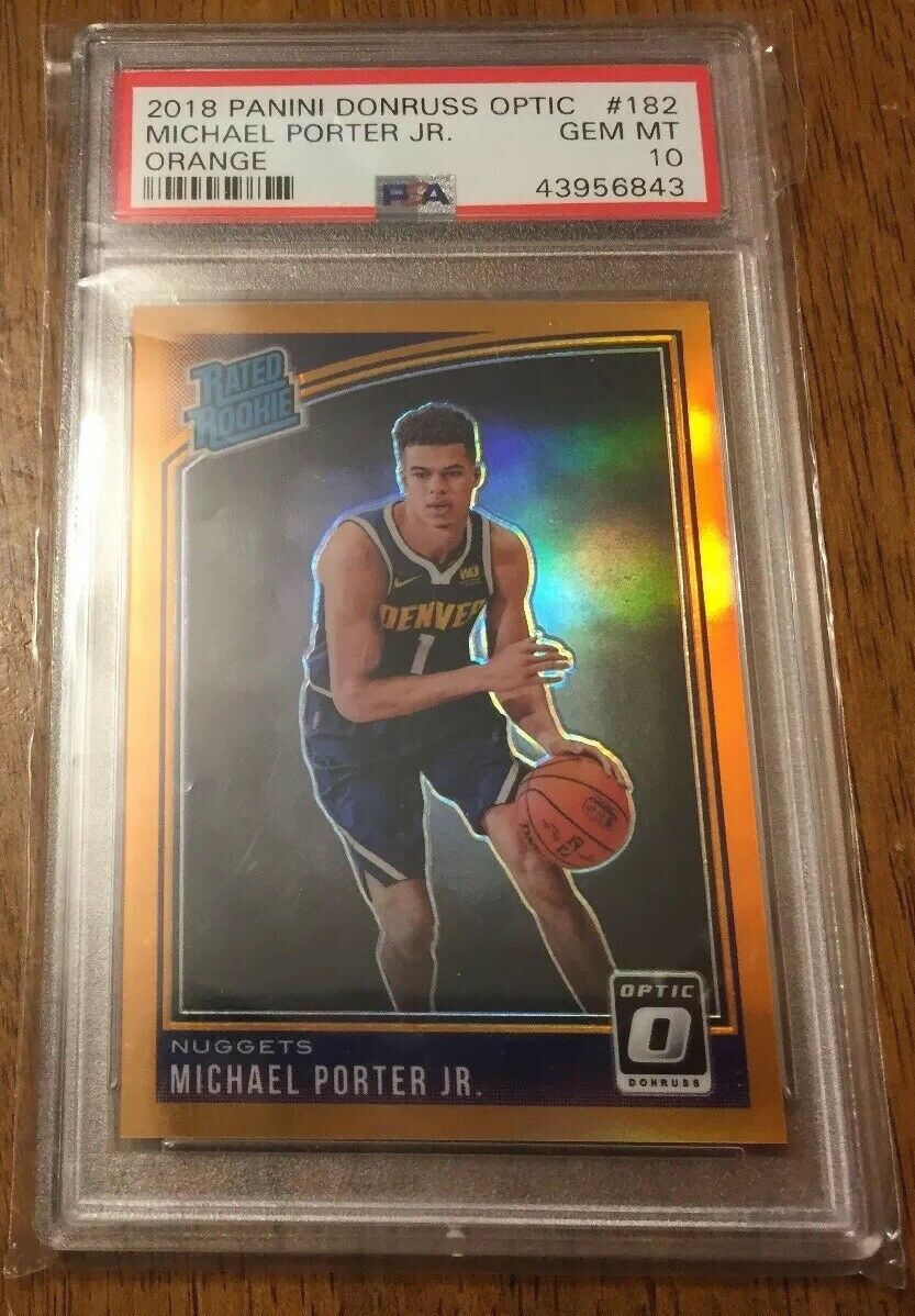 Image of 2018 Panini Donruss Optic Orange Holo RC /199 PSA 10 Micheal Porter Jr. sports trading card