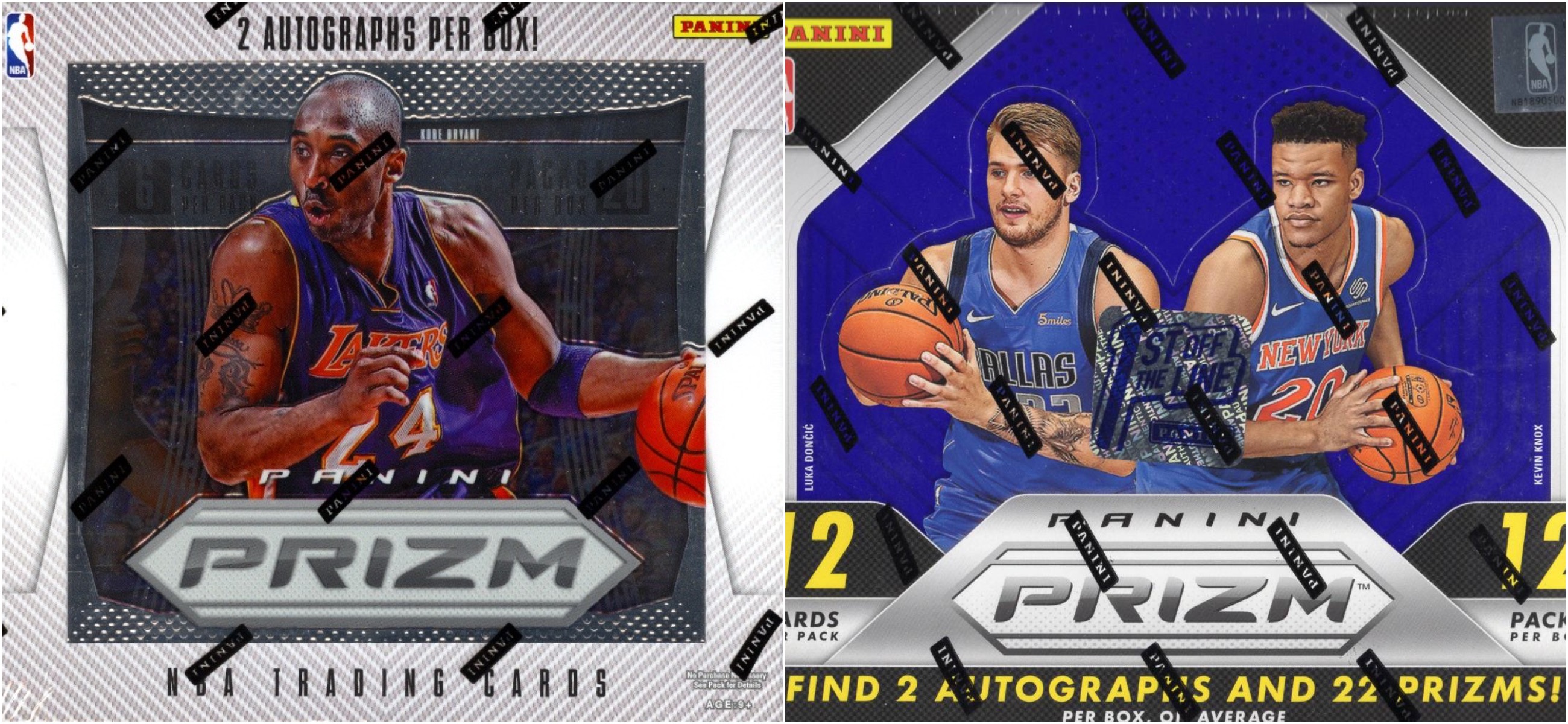 Two examples of Panini Prizm sports trading cards