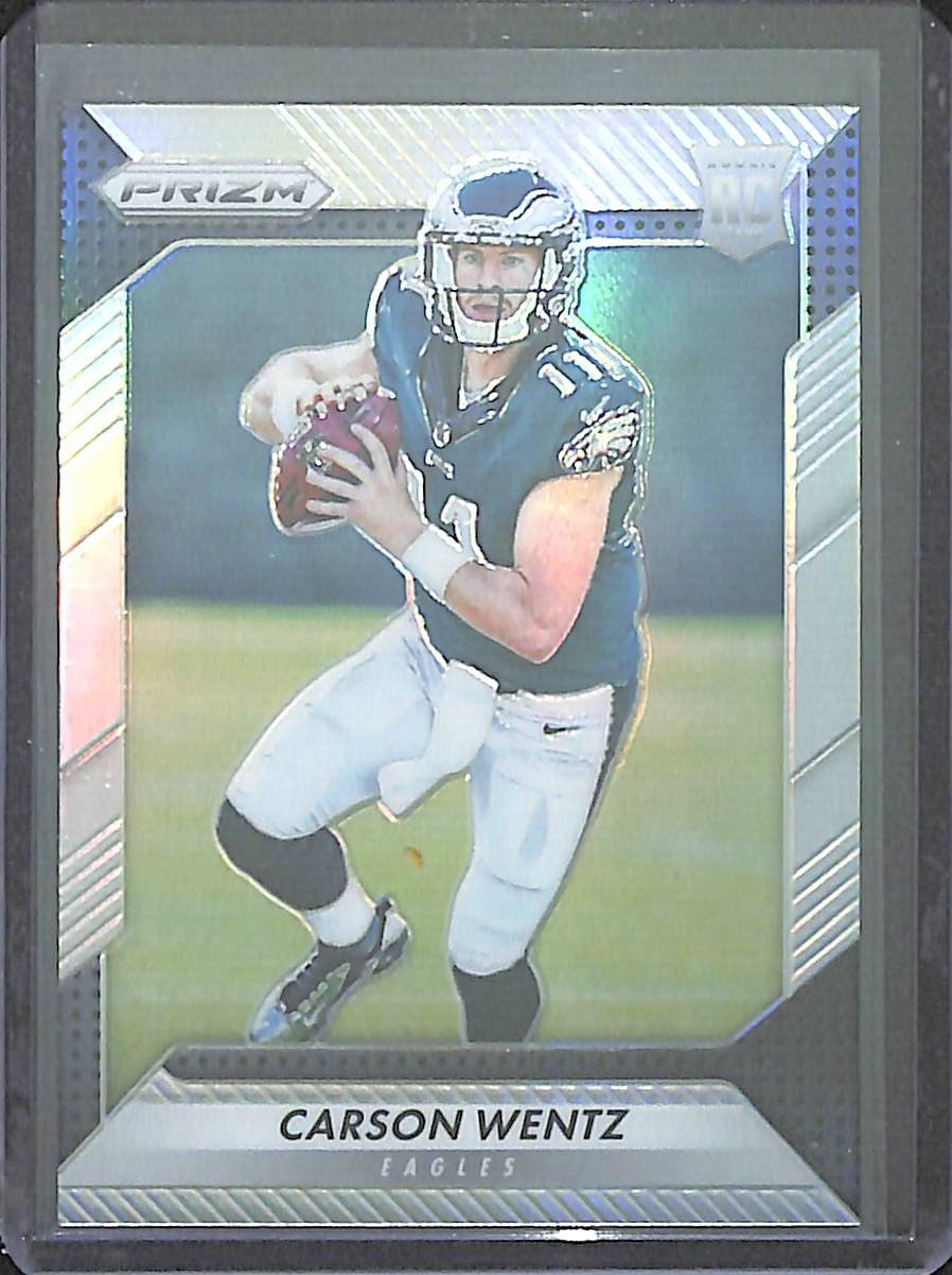 Image of 2016 Prizm Carson Wentz Silver RC sports trading card