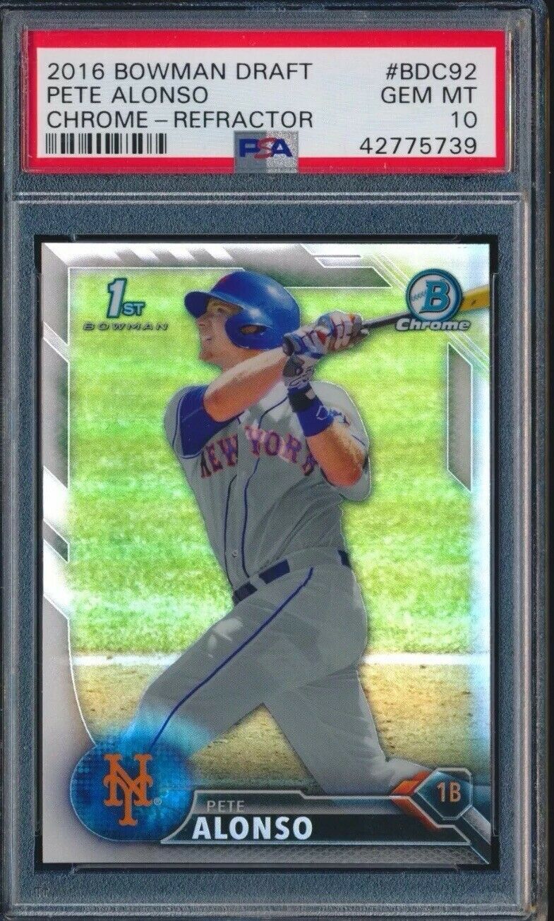 Image of 2016 Bowman Draft Pete Alonso Chrome Refractor sports trading card