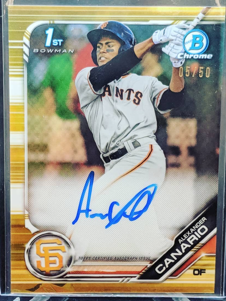 Alexander Canario, San Francisco Giants, 1st Bowman sports card