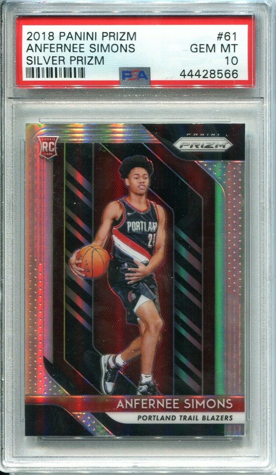 2018 Panini Prizm Anfernee Simons Silver Prizm sports card