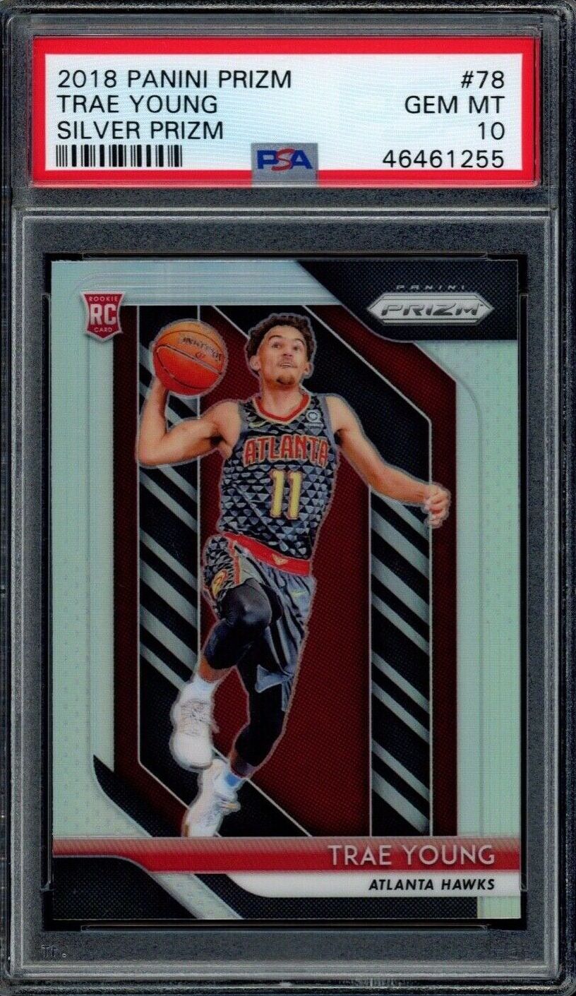 Image of 2018 Panini Prizm Trae Young Silver Prizm sports trading card