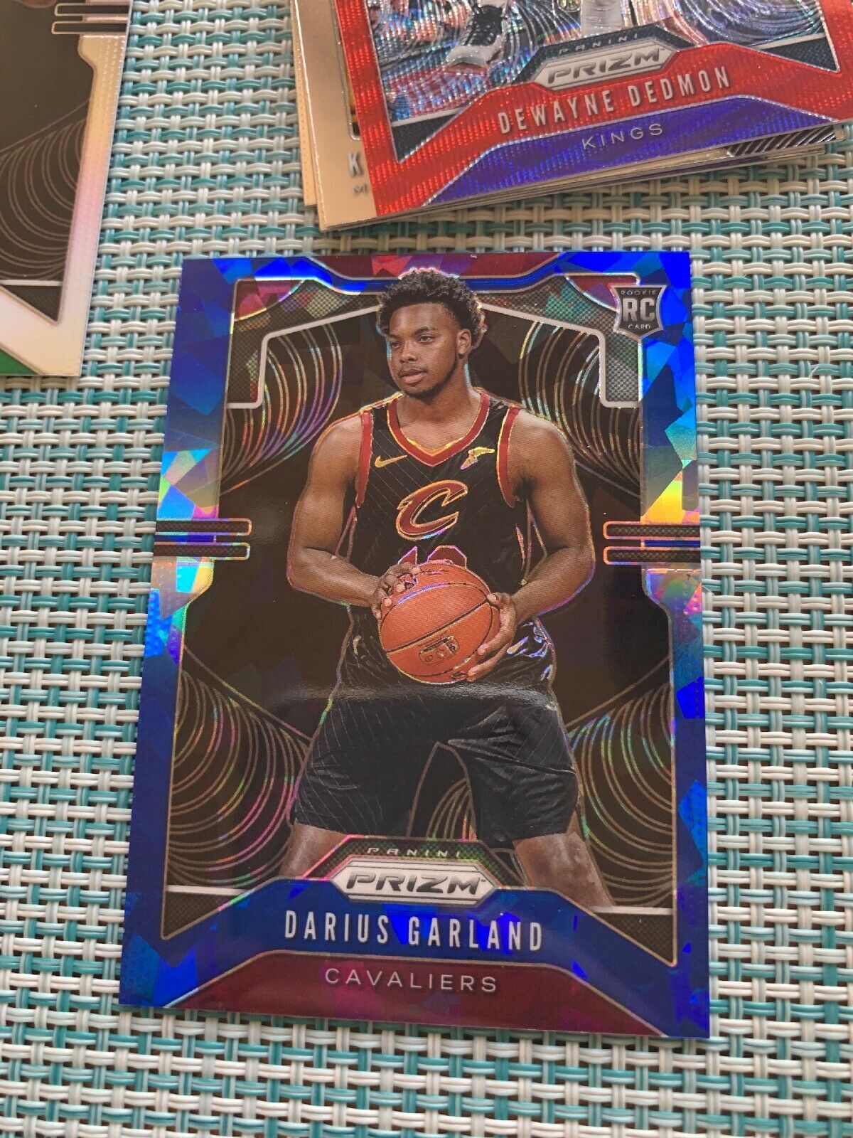 Image of Panini Prizm Blue Ice RC /99 Darius Garland sports trading card