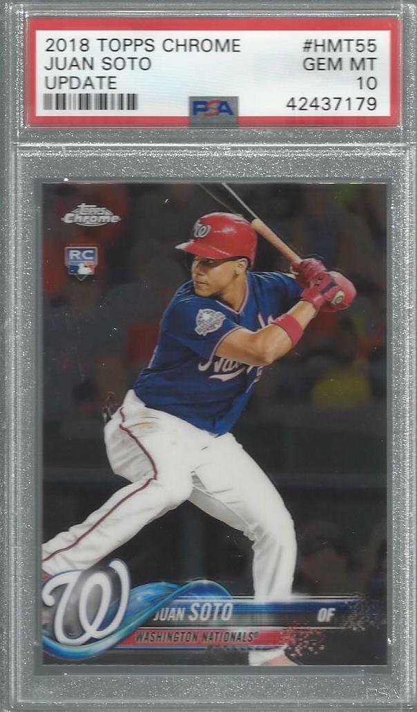 Image of 2018 Topps Chrome Juan Soto sports trading card