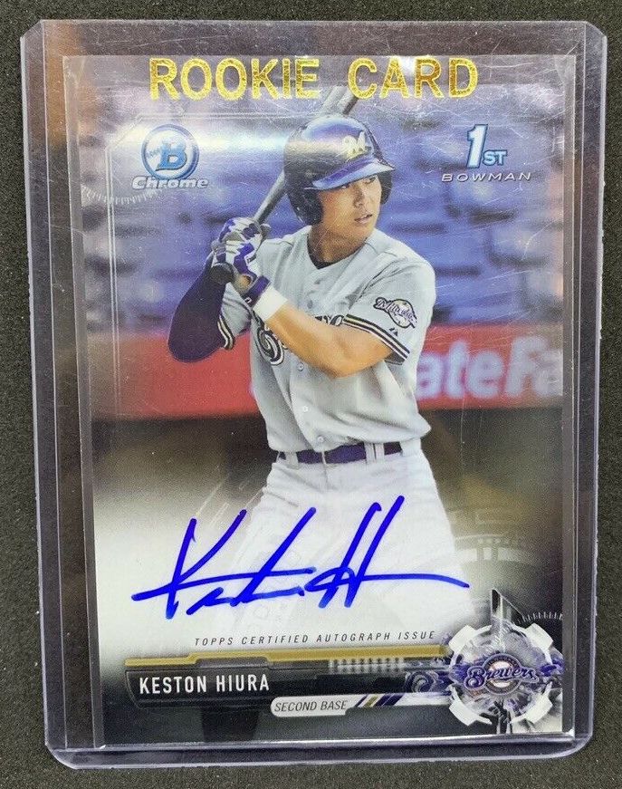 Image of 2017 Bowman Chrome Keston Hiura AUto sports trading card