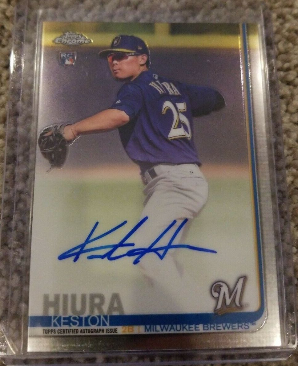 Image of 2019 Topps Chrome Keston Hiura RC Auto sports trading card