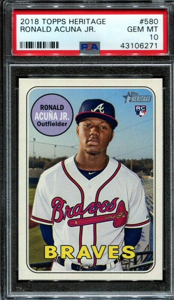 Image of 2018 Topps Heritage Ronald Acuña Jr. sports trading card