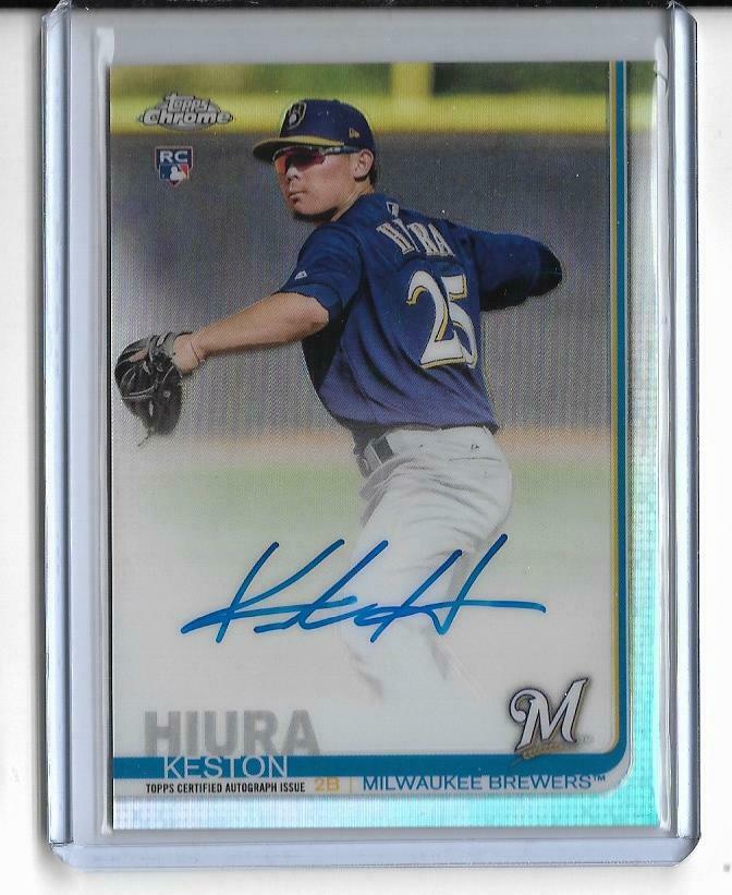 Image of 2019 Topps Chrome Keston Hiura Ref. RC Auto/499 sports trading card