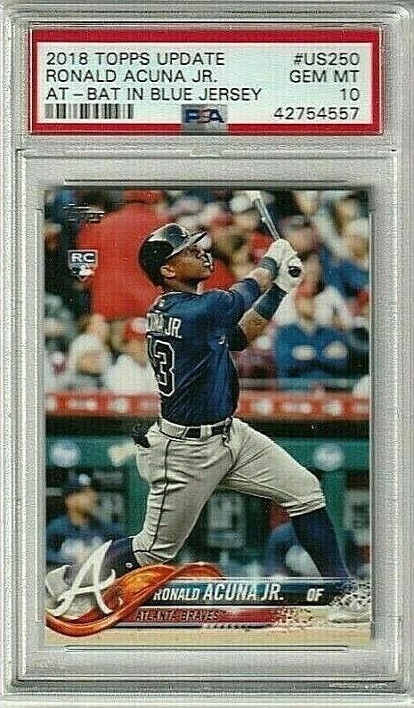 Image of 2018 Topps Update Ronald Acuña Jr. RC PSA 10 sports trading card