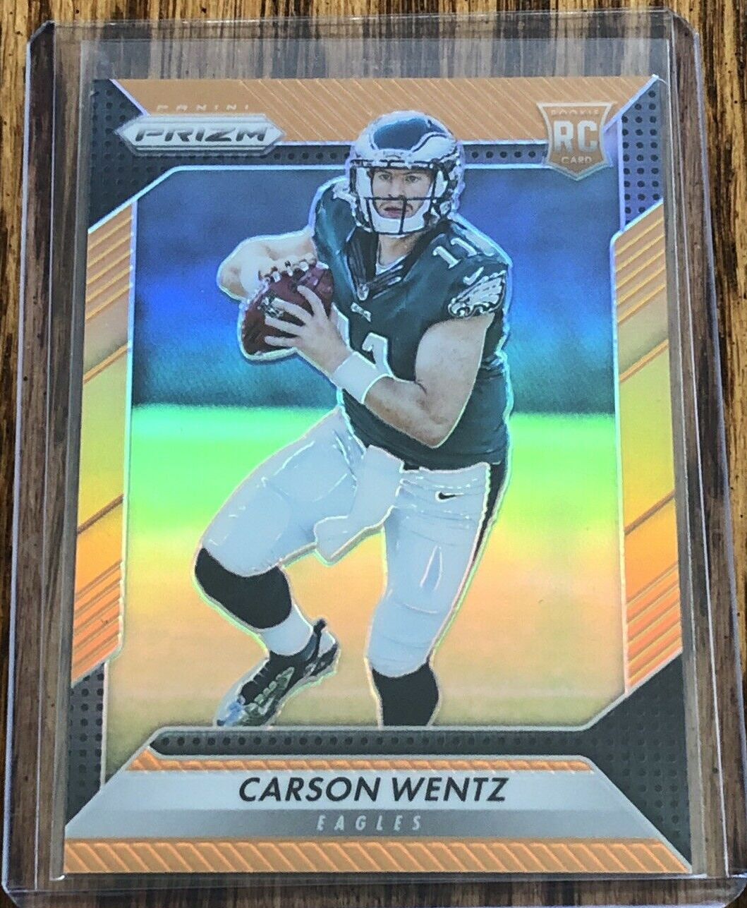Image of 2016 Prizm Carson Wentz Orange RC /299 sports trading card