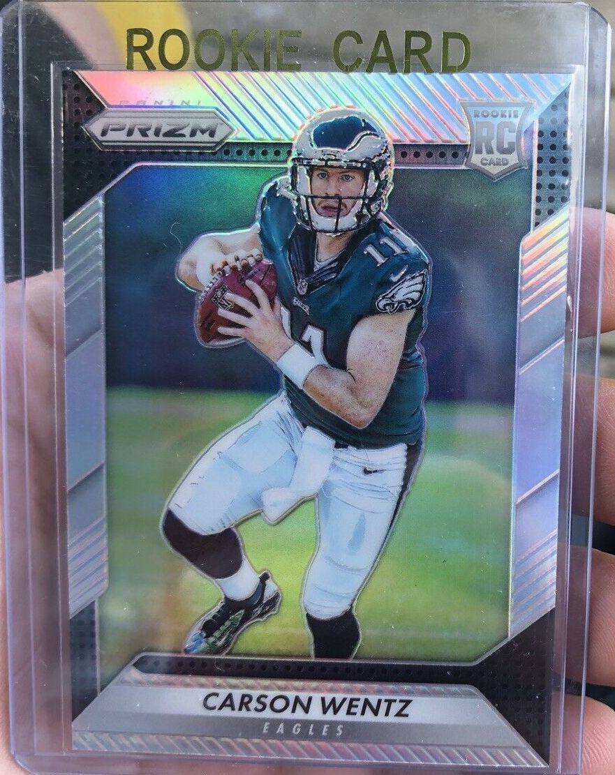 Image of 2016 Prizm Carson Wentz Silver RC sports trading card