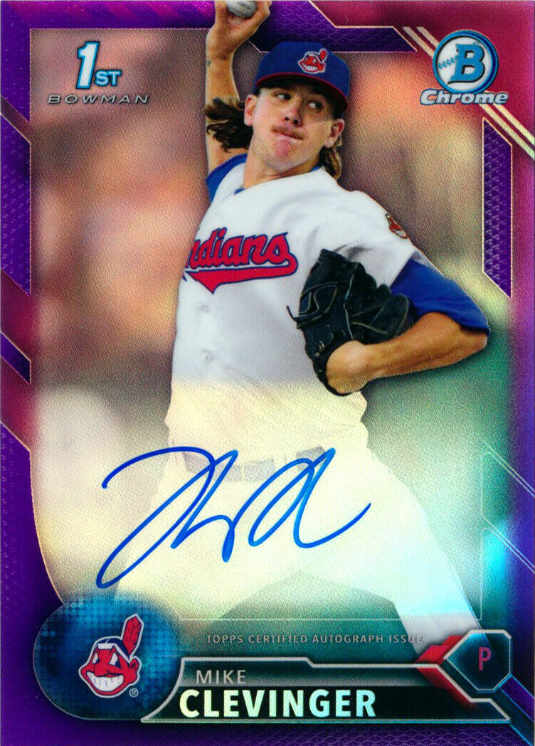 Image of 1st Bowman B Chrome Mike Clevinger sports trading card