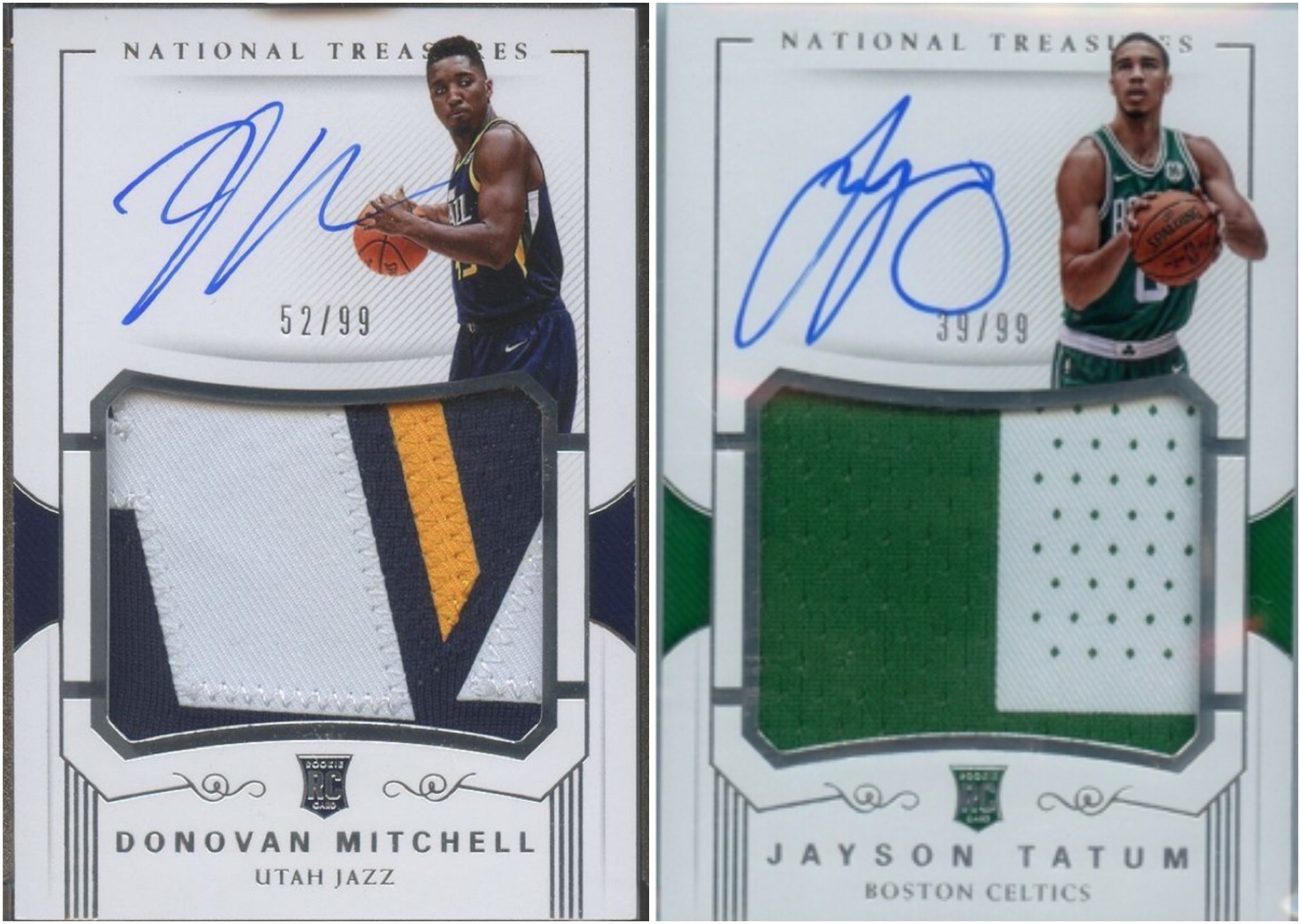Images of sports trading cards for Donovan Mitchell and Jayson Tatum