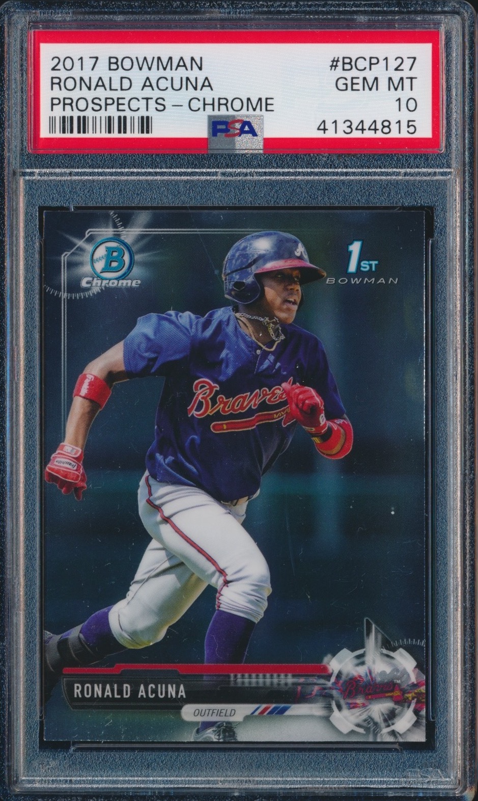 Image of 2017 Bowman Ronald Acuña Prospects Chrome sports trading card